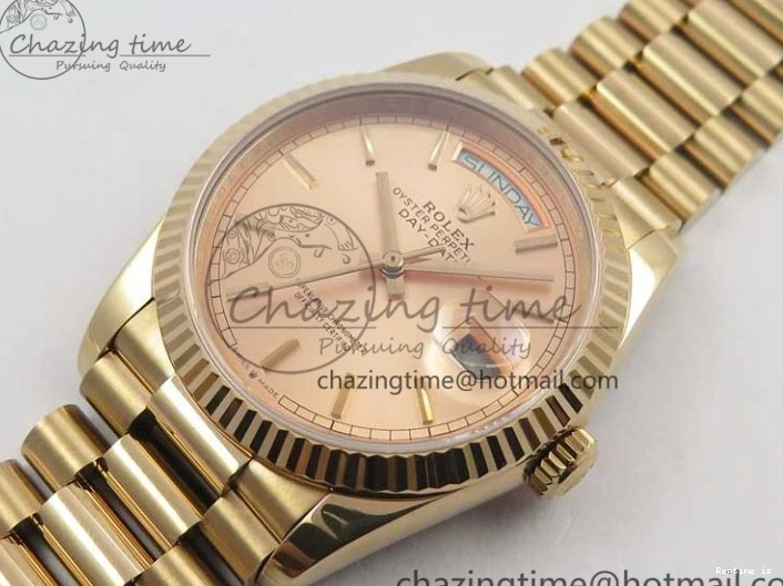 0108 Day-Date 36 RG 128239 Bp Maker Best Edition Pink Dial on RG President Bracelet Sporty 3136